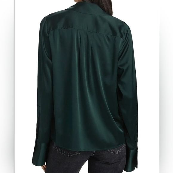 NWT A.L.C. Kass Strech 92% Silk Green Blouse Size 2 - Picture 10 of 16